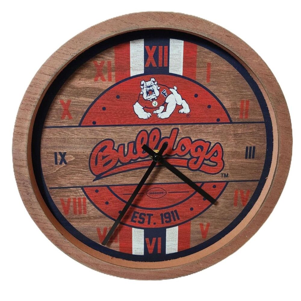 FOCO Georgia Bulldogs Wall Clock – Battery Operated, 12" Barrel Design